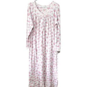 Eileen West Long Nightgown Medium Women's Pink Floral Long Sleeve Lawn Ballet